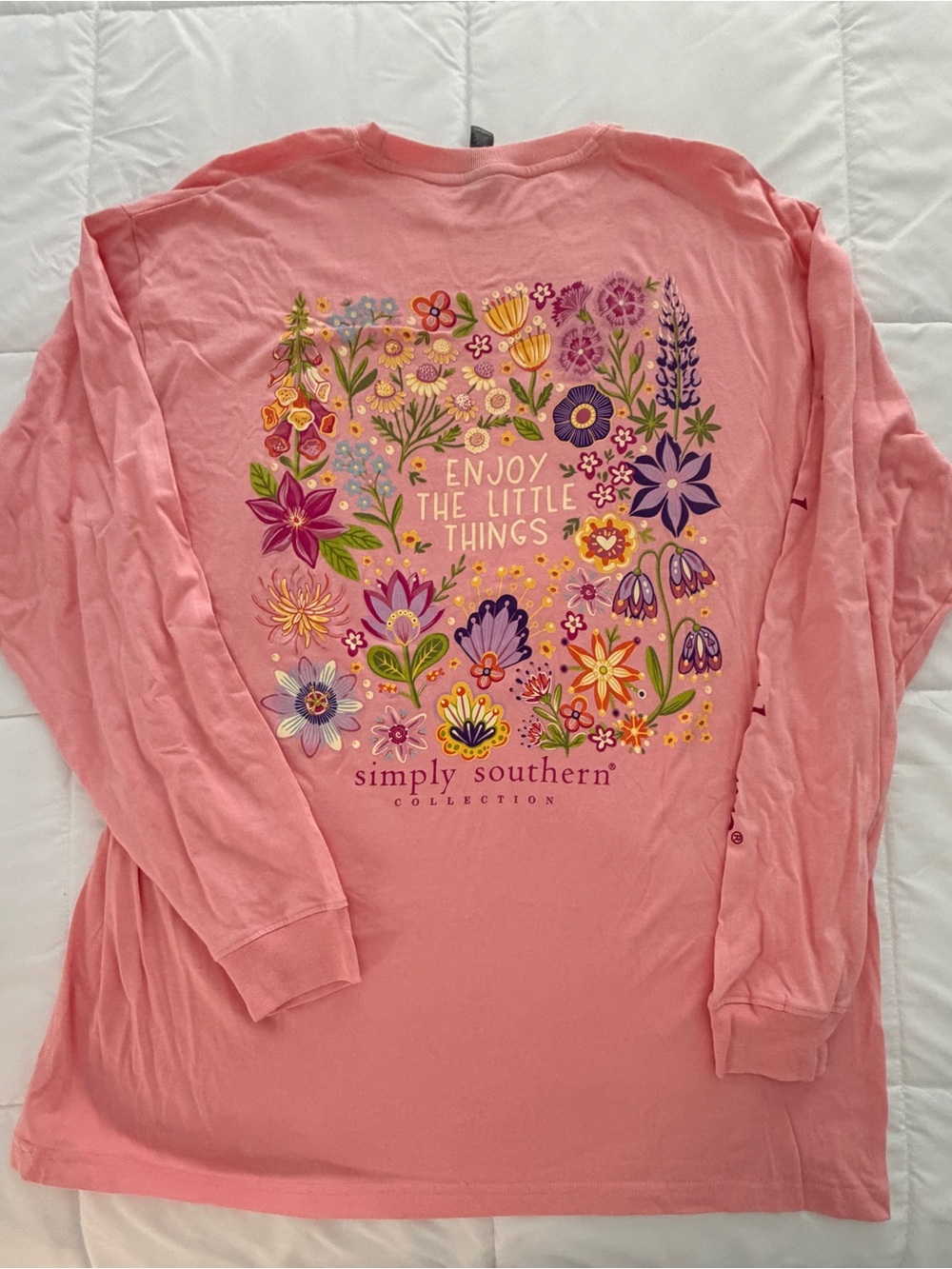 Simply Southern Pink Long Sleeve Tee “Enjoy the Little Things” Large